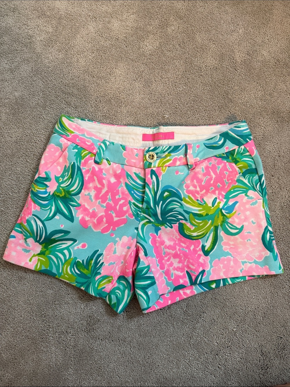 Lilly Pulitzer Callahan Stretch Pineapple Shake Shorts Size 0 Vibrant